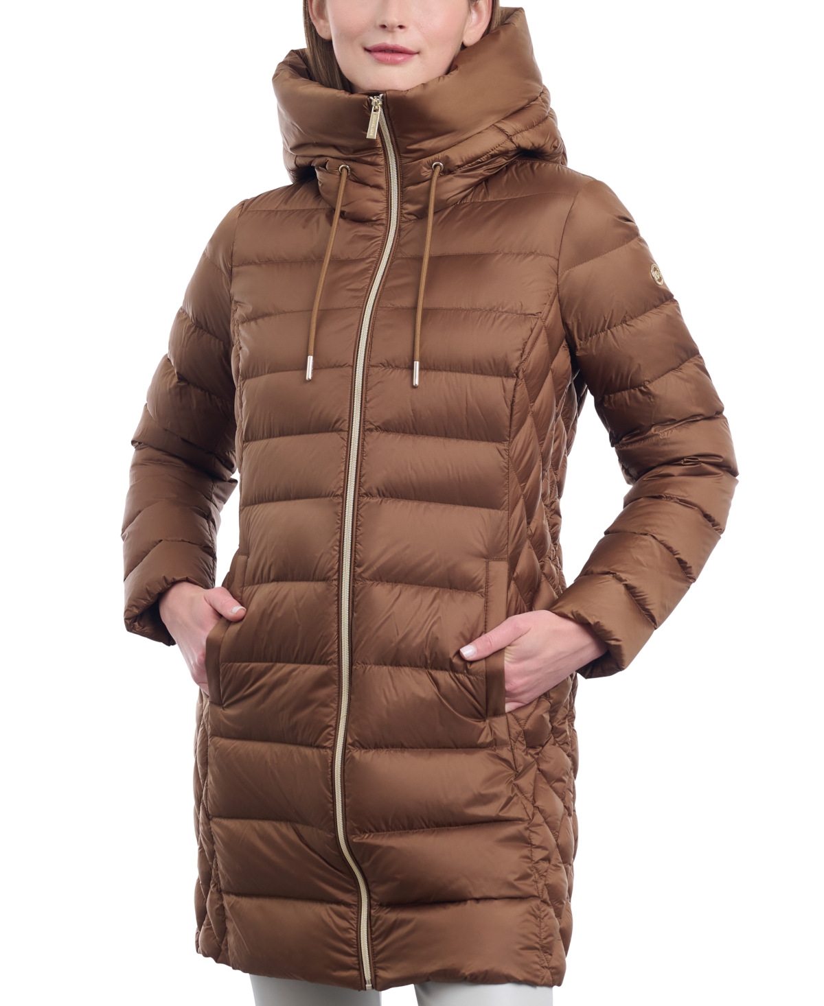 Michael Kors Michael  Women's Petite Hooded Down Packable Puffer Coat, Created For Macy's In Luggage