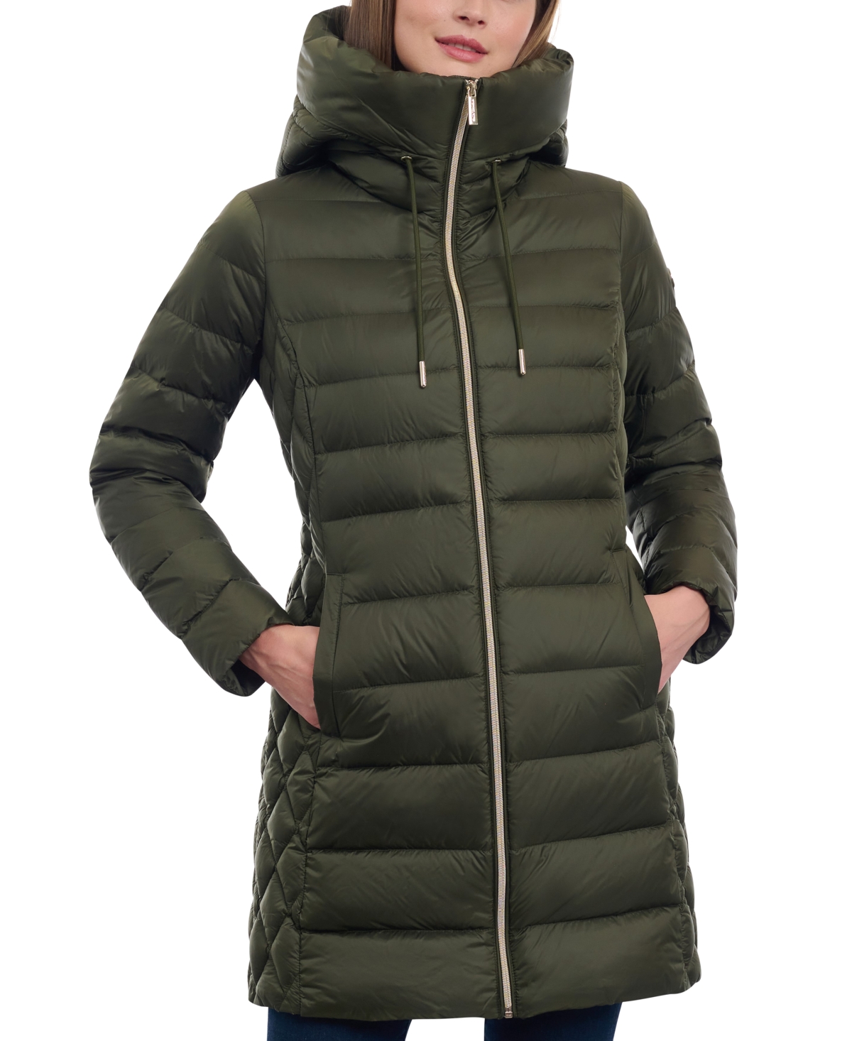 Michael Kors Michael  Women's Hooded Down Puffer Coat, Created For Macy's In Jade