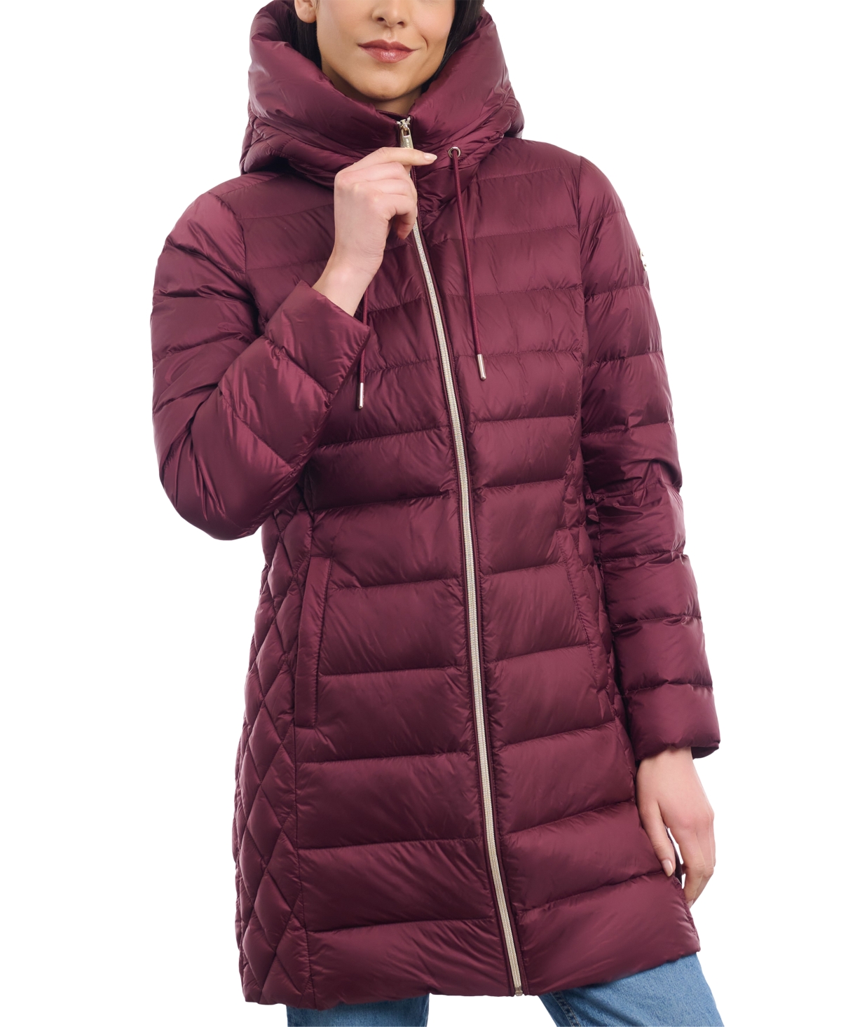 Michael Kors Michael  Women's Plus Size Hooded Down Packable Puffer Coat, Created For Macy's In Merlot