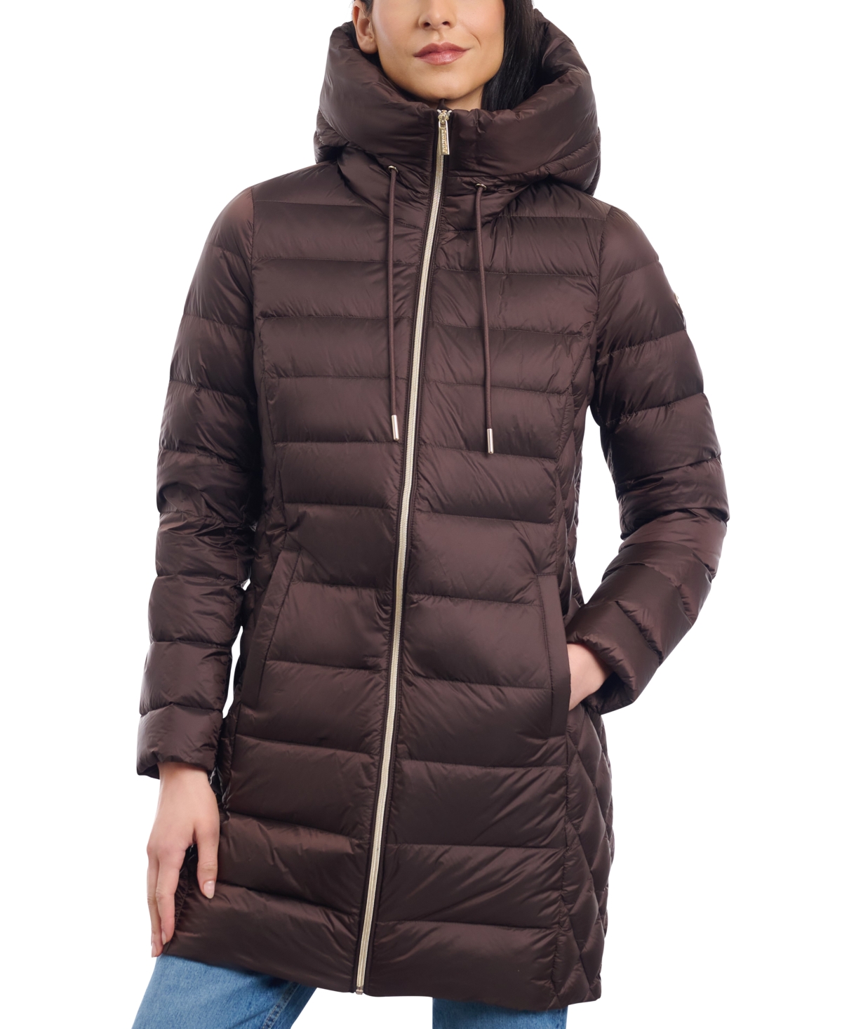 Michael Kors Michael  Women's Hooded Down Puffer Coat, Created For Macy's In Chocolate