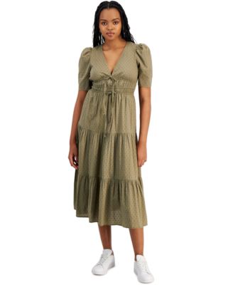 And Now This - Women's Clip-Dot V-Neck Cotton Maxi Dress