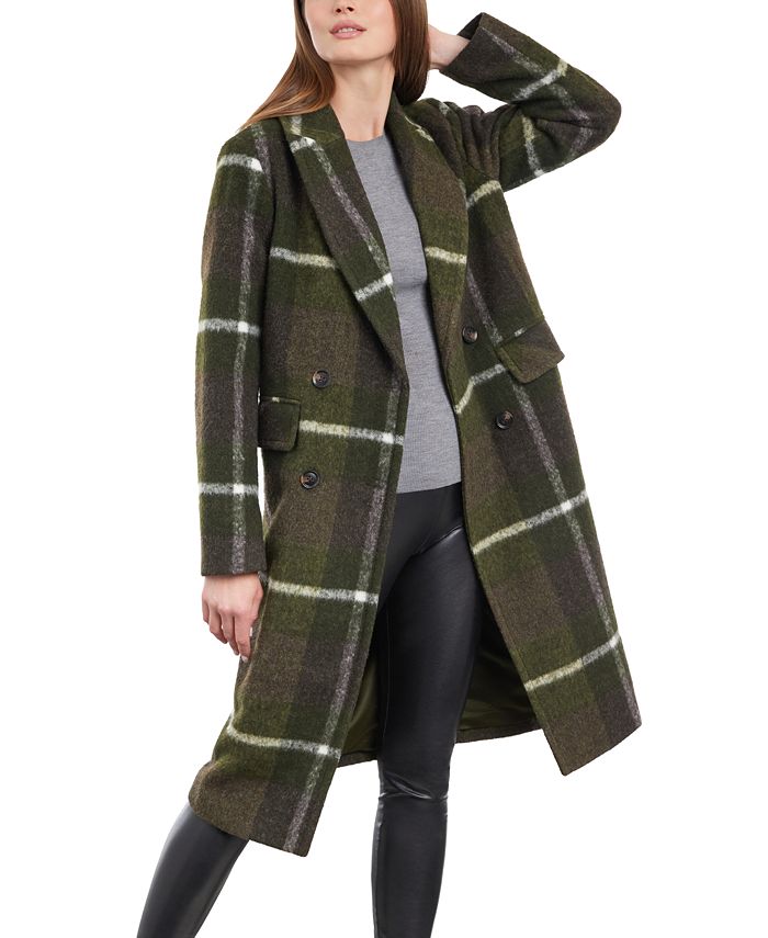 Green plaid coat womens discount