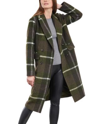 BCBGeneration Women's Double-Breasted Notch-Collar Plaid Coat - Macy's