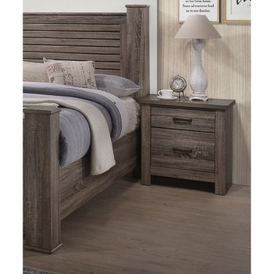 Striking Natural Finish Wooden Nightstand