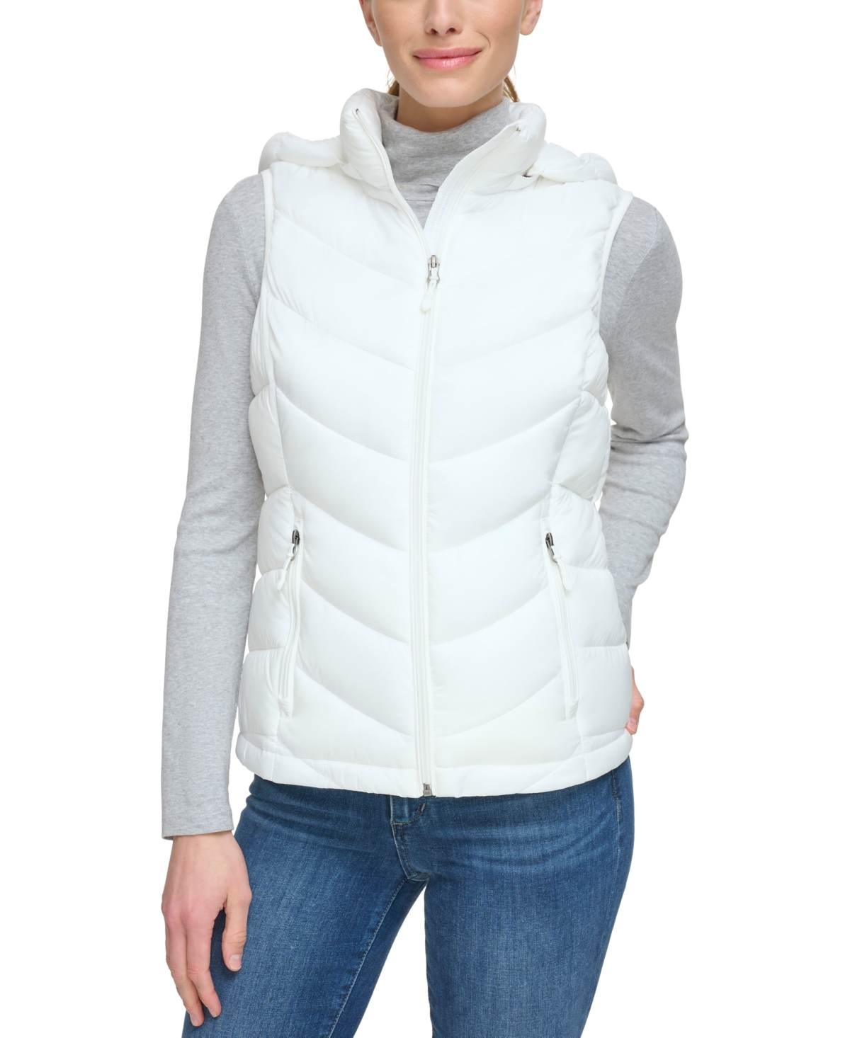 Charter Club Women's Packable Hooded Puffer Vest, Created For Macy's In Cloud