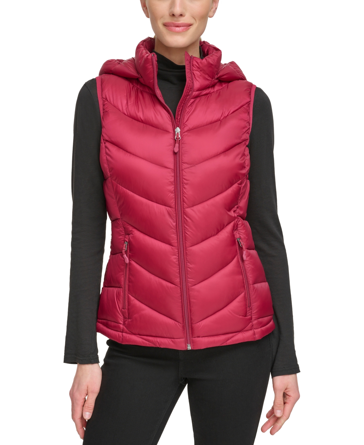 Charter Club Women's Packable Hooded Puffer Vest, Created For Macy's In Dark Claret