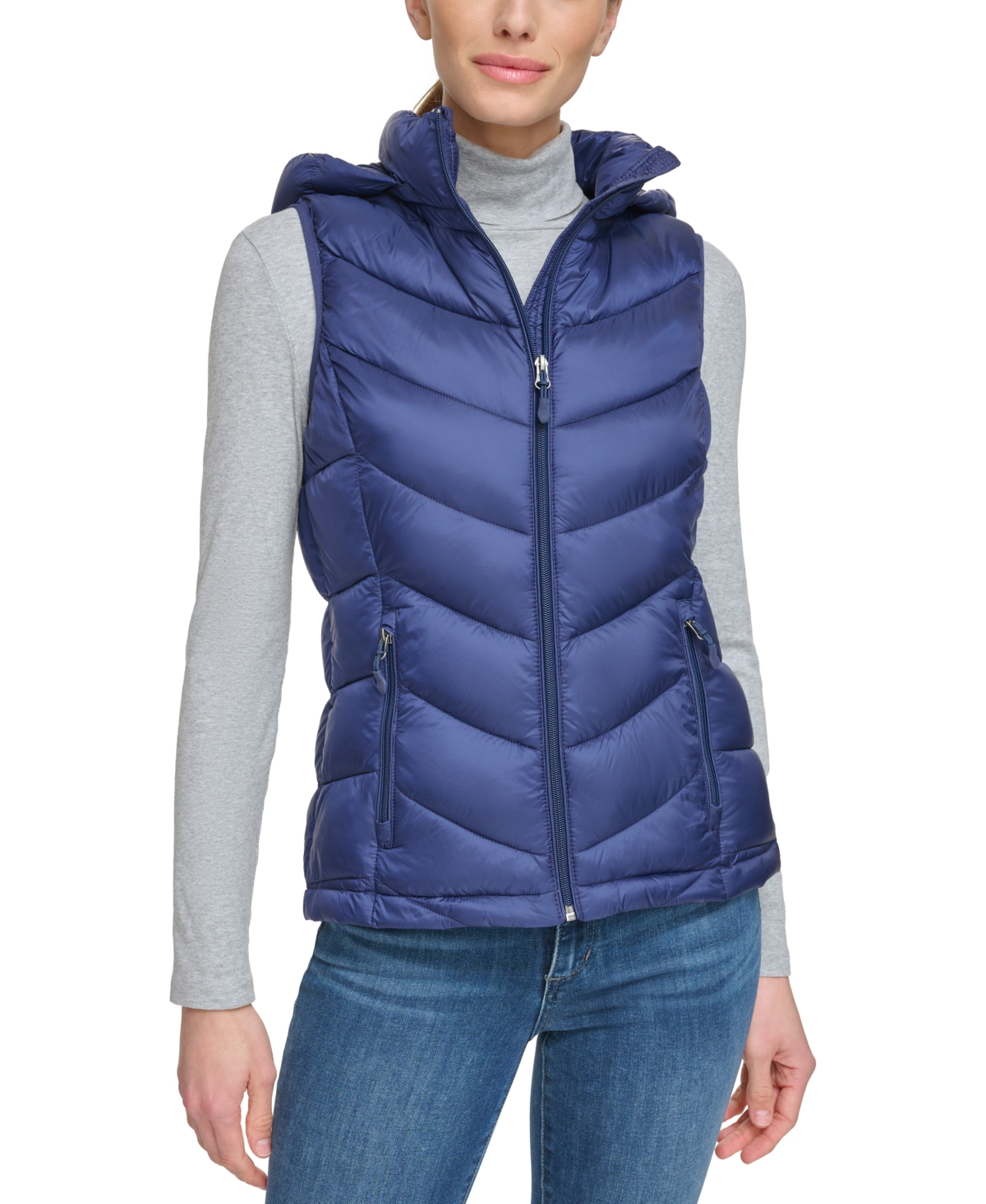 Charter Club Women's Packable Hooded Puffer Vest, Created For Macy's In Marine