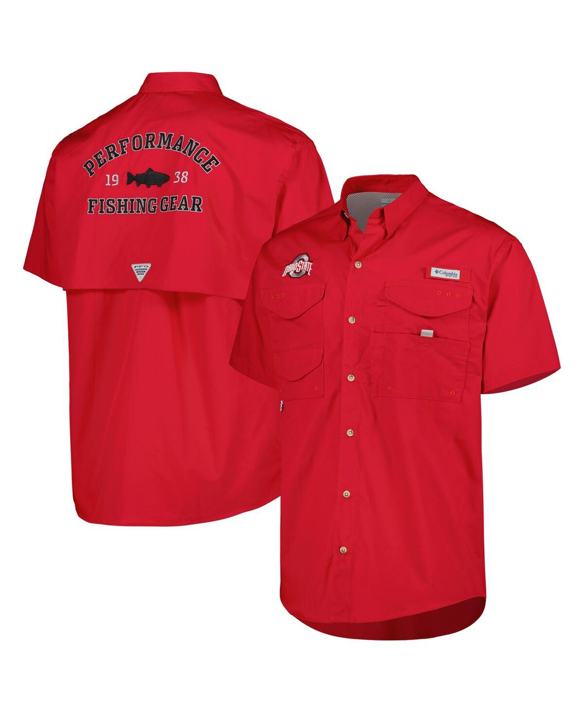 Shop Columbia Men's  Scarlet Ohio State Buckeyes Bonehead Button-up Shirt