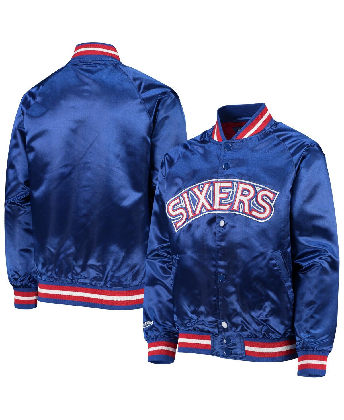 Mitchell & Ness Kids' Big Boys And Girls  Royal Philadelphia 76ers Hardwood Classics Satin Raglan Full-snap