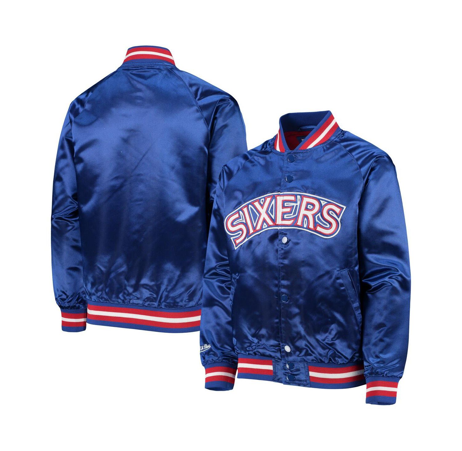 Big Boys and Girls Royal Philadelphia 76ers Hardwood Classics Satin Raglan Full-Snap Jacket