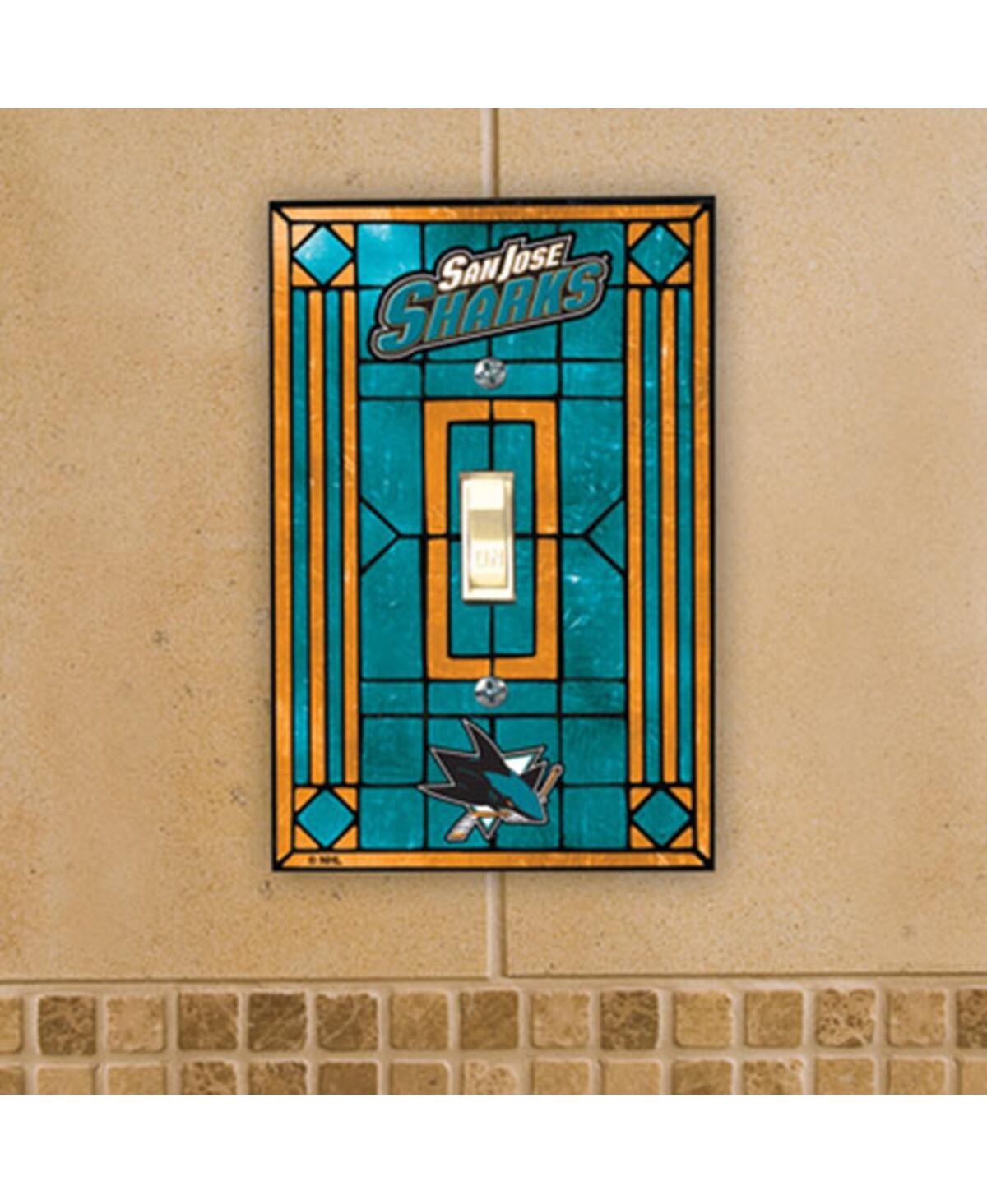 Memory Company San Jose Sharks Art Glass Switch Plate Cover In Blue