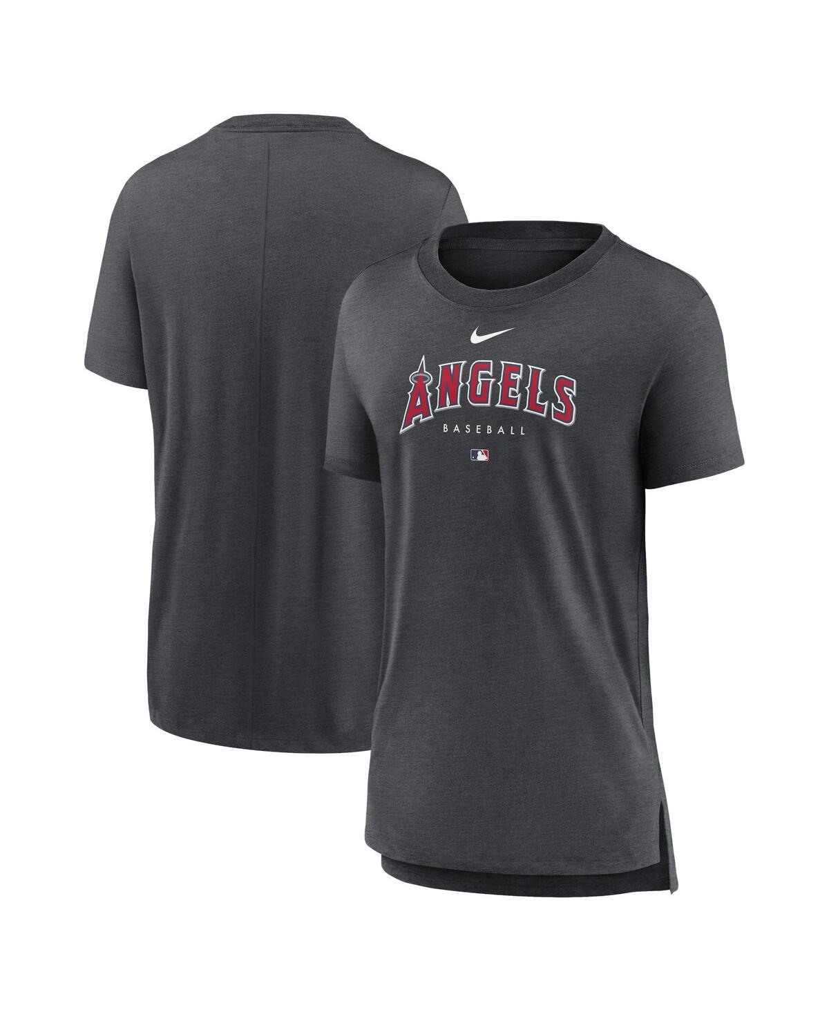 Nike Women's  Heather Charcoal Los Angeles Dodgers Authentic Collection Early Work Tri-blend T-shirt In Heather Charcoal
