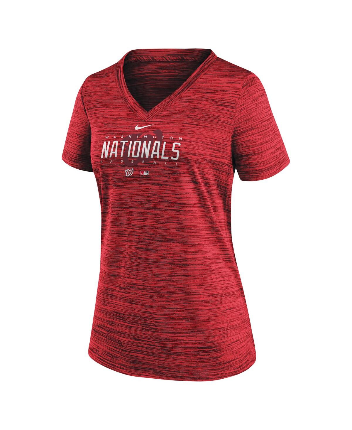 Shop Nike Women's  Red Washington Nationals Authentic Collection Velocity Practice Performance V-neck T-sh