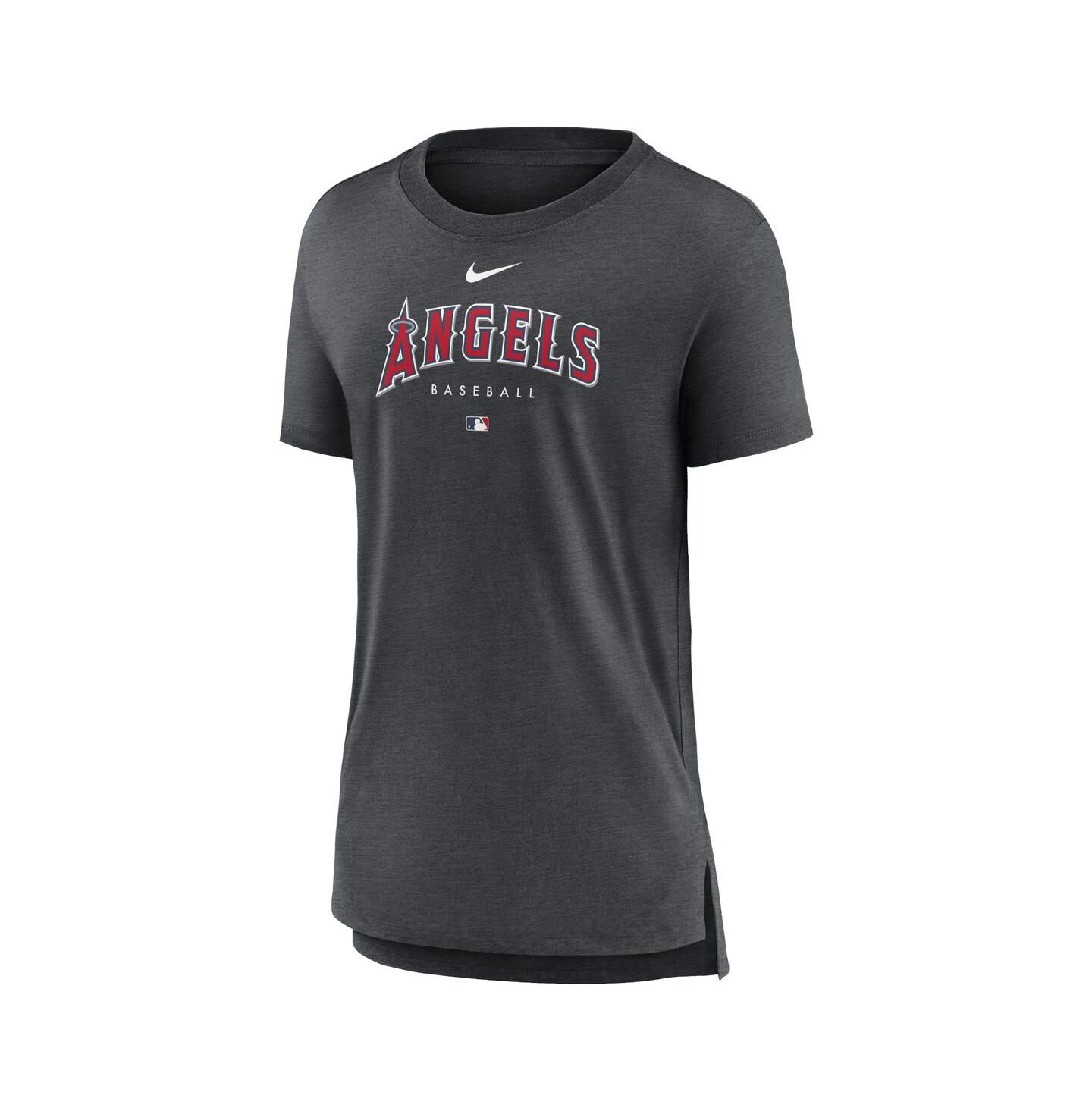 Женская футболка Nike Heather Charcoal Los Angeles Angels Authentic Collection Early Work Tri-Blend — фото 3