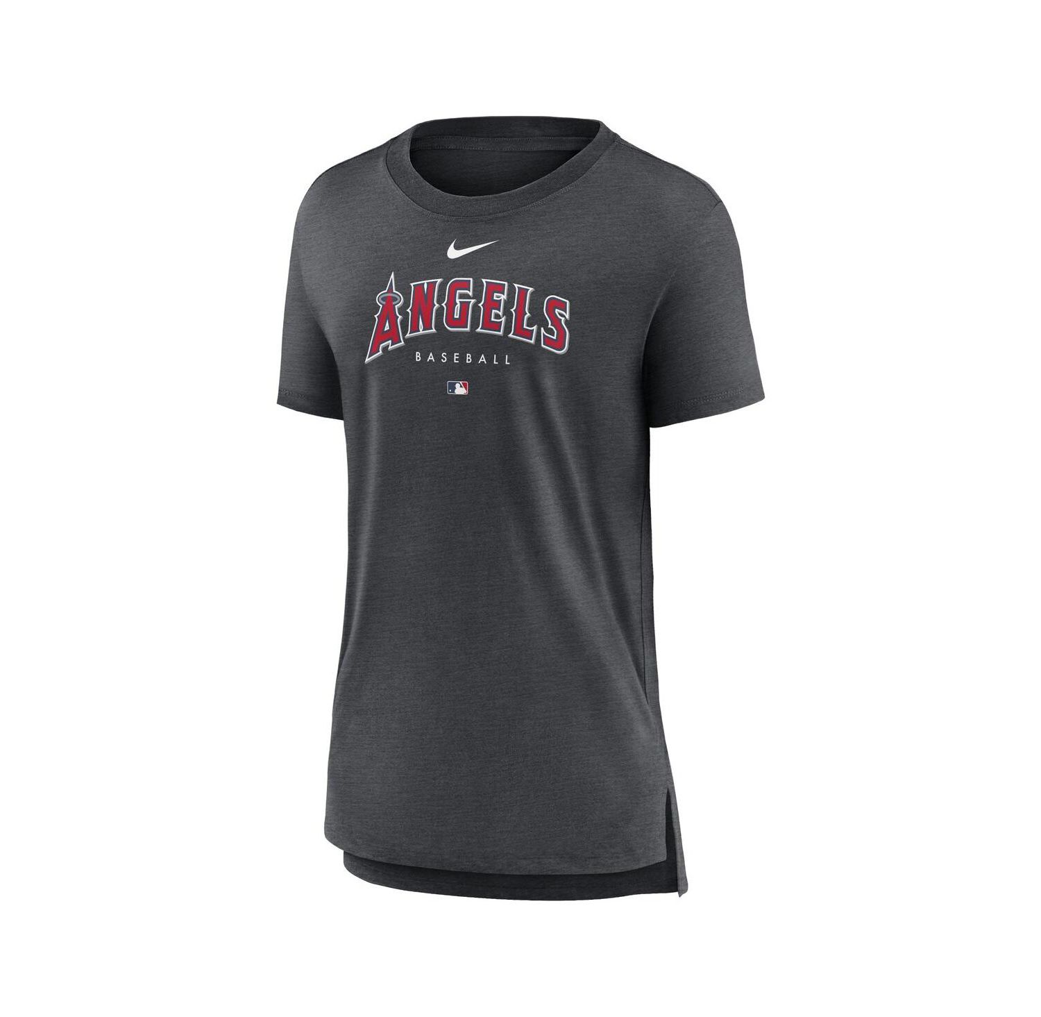 Women's Heather Charcoal Los Angeles Angels Authentic Collection Early Work Tri-Blend T-shirt