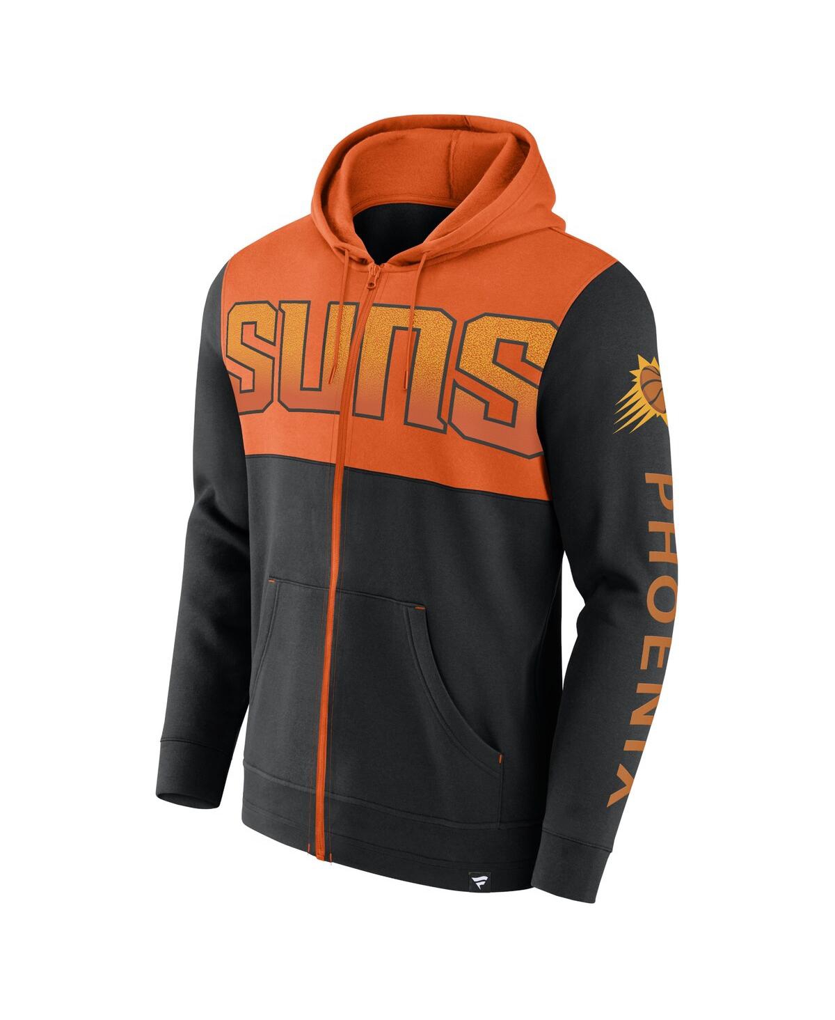 Fanatics Branded Black/orange Phoenix Suns Skyhook Colorblock Full-zip Hoodie In Black,orange