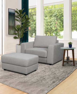 Elizabeth 2 Piece Stain-Resistant Fabric Oversized Armchair and Ottoman Set