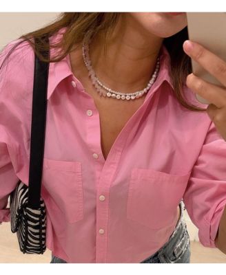 18K Gold Plated Freshwater Pearls with Rose Quartz - Manifesting it! Necklace 17" For Women