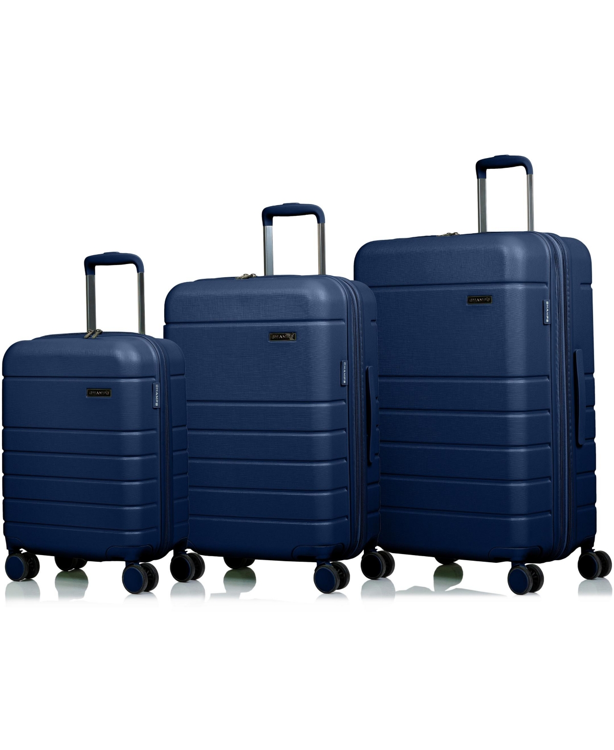 Shop Champs 3-piece Linen Hardside Luggage Set In Navy