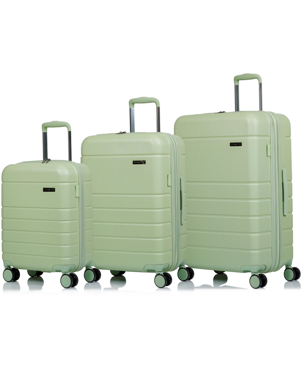 Champs 3-piece Linen Hardside Luggage Set In Green