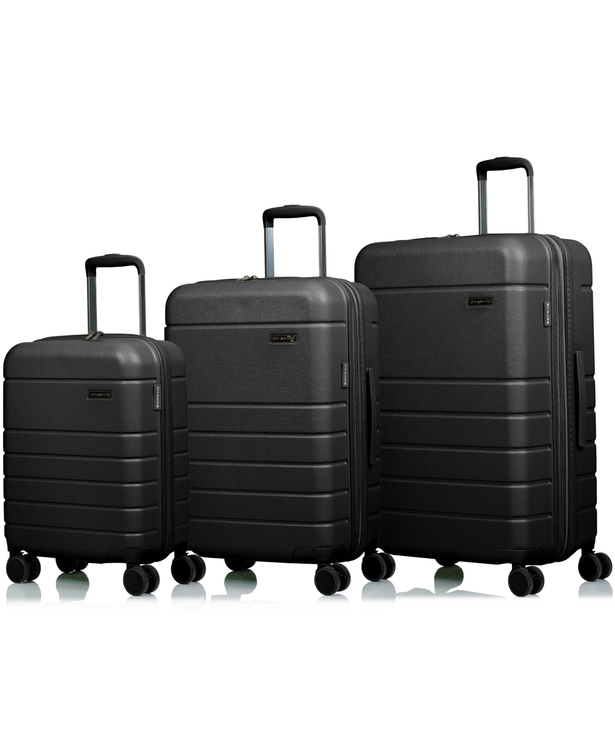 Champs 3-piece Linen Hardside Luggage Set In Black