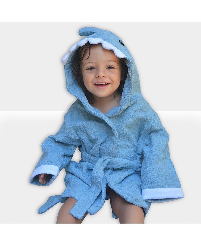 RocketBaby Toddler's Unisex Cotton Hooded Bathrobe Blue Shark Macy's