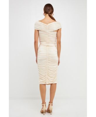 Women's Draped Knit Midi Dress