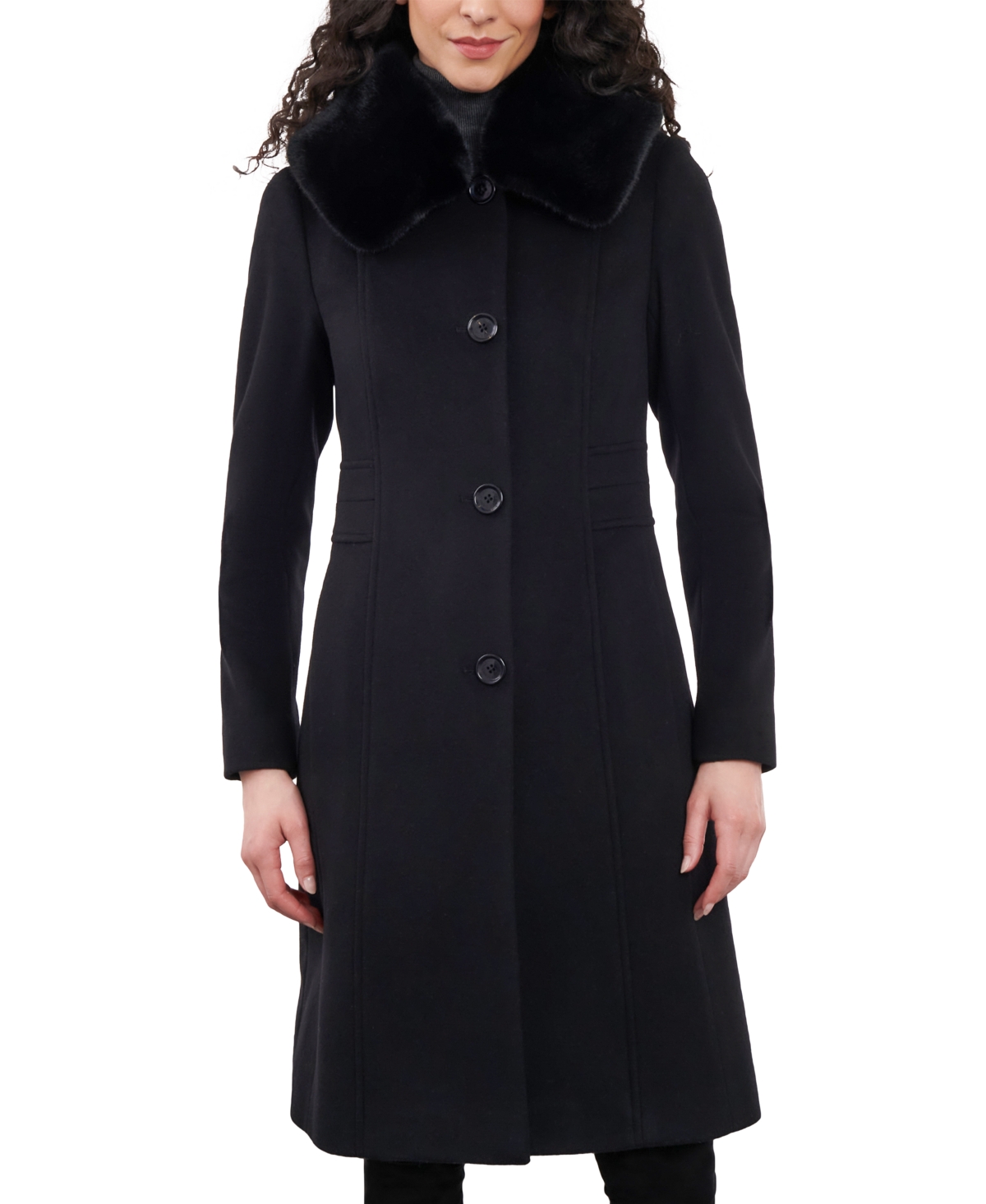 ANNE KLEIN WOMEN'S SINGLE-BREASTED CASHMERE BLEND COAT