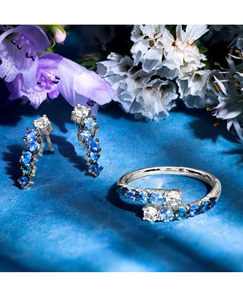 Le Vian - Denim Ombr&eacute; (5/8 ct. t.w.) & White Sapphire (1/5 ct. t.w.) Stud Earrings in 14k White Gold