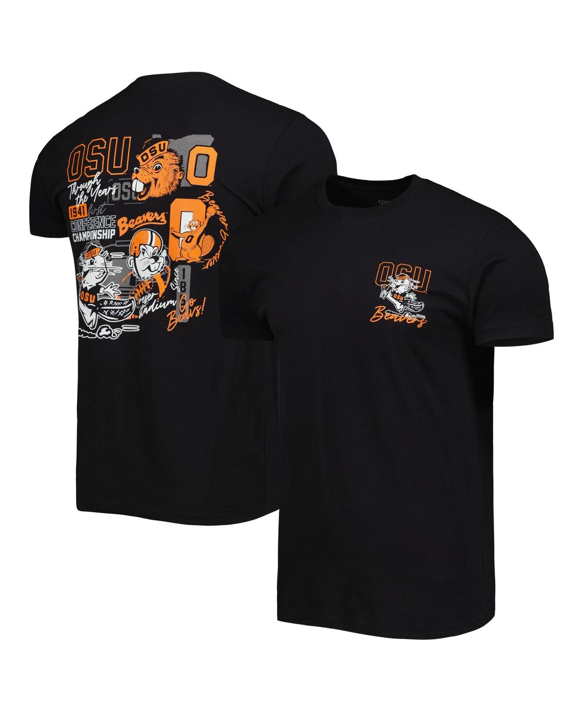 Shop Image One Men's Black Oregon State Beavers Vintage-like Through The Years Two-hit T-shirt