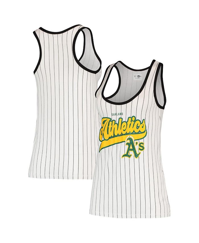 Oakland Athletics New Era Women's Pinstripe Jersey Tank Top - White/Black