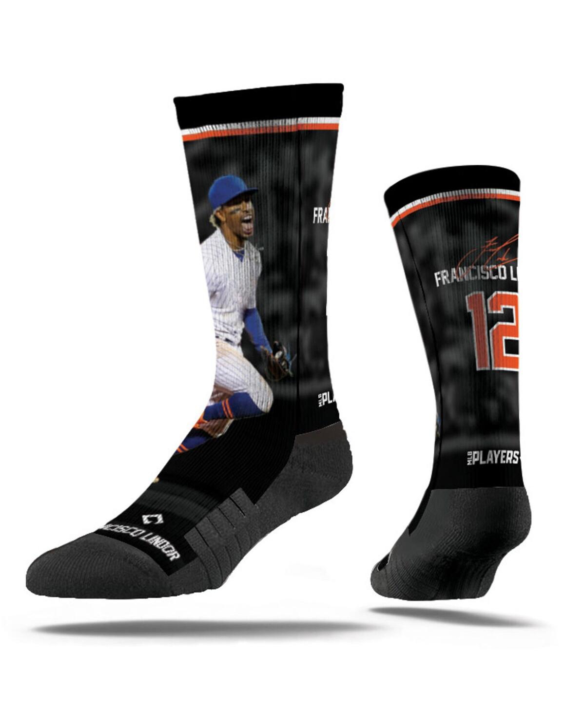 Men's and Women's Strideline Francisco Lindor New York Mets Walk Off Premium Full Sub Crew Socks - Black, Gray