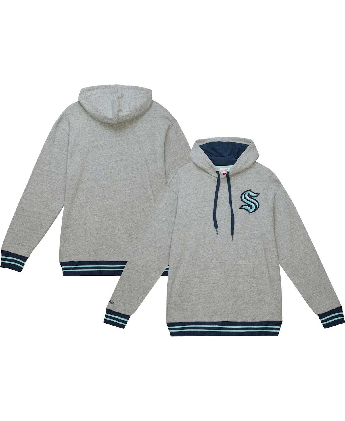 Mitchell & Ness Men's  Heather Gray Seattle Kraken Classic French Terry Pullover Hoodie