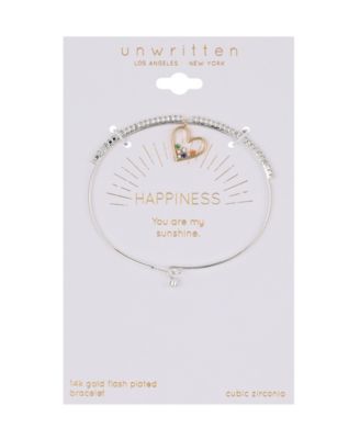 Multi Color Cubic Zirconia Heart Bangle Bracelet