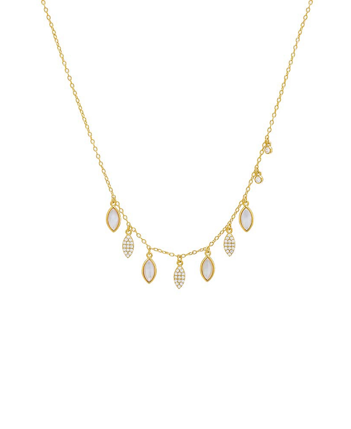 by Adina Eden 14k Gold-Plated Sterling Silver Cubic Zirconia & Stone Marquise Charm Statement Necklace, 16" + 2" extender