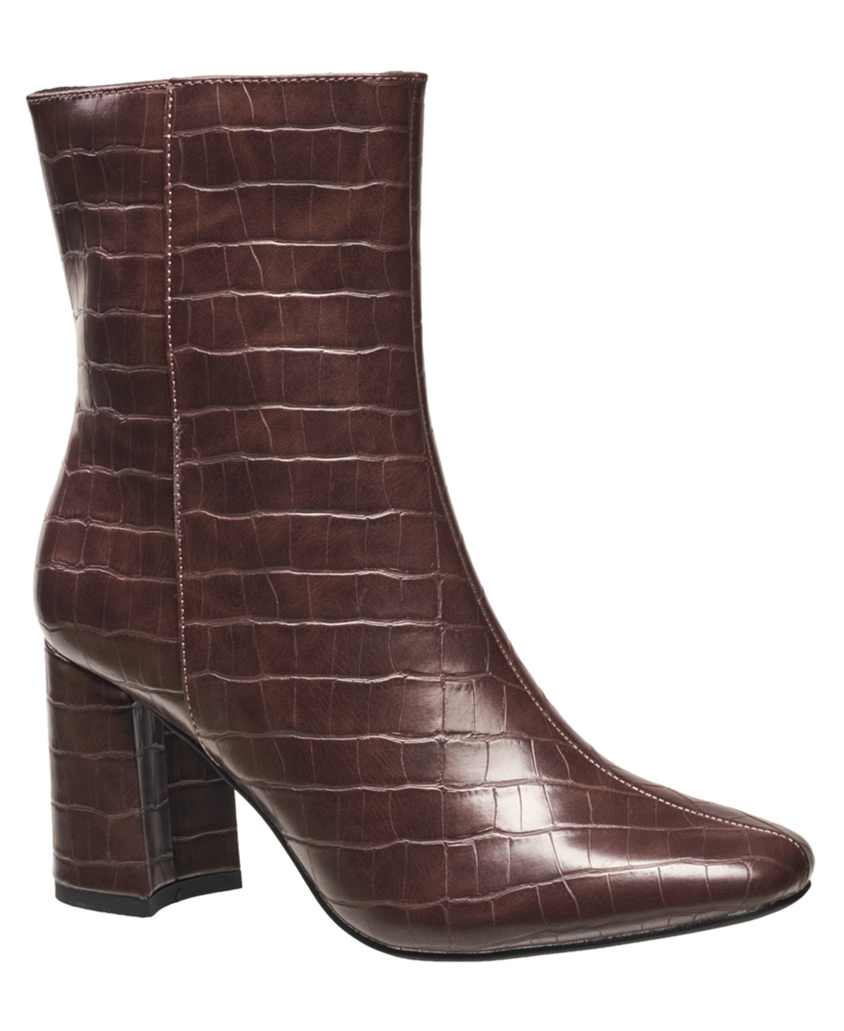 Shop H Halston Women's Ella Heeled Croco Boots In Brown Crocodile