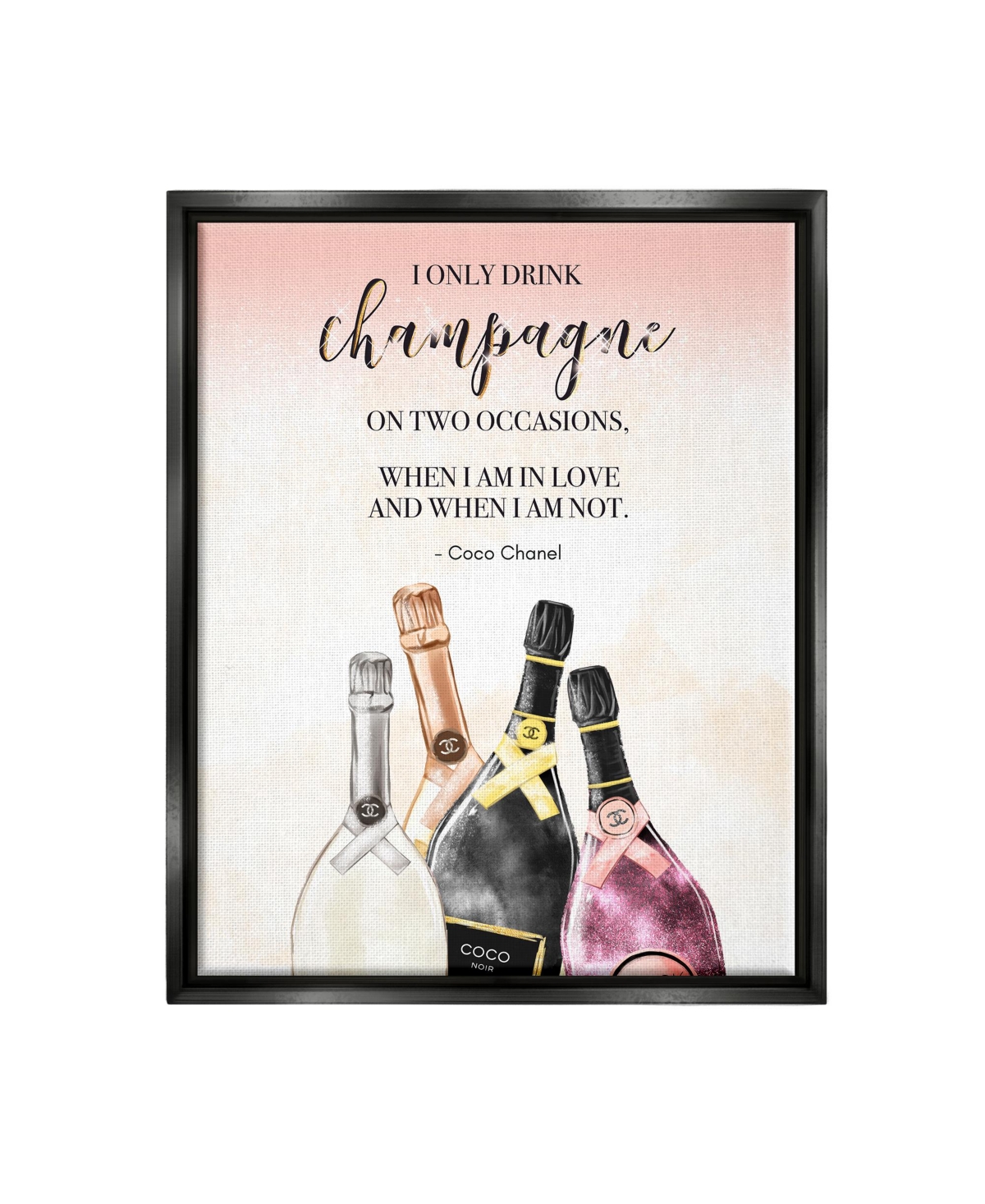 Stupell Industries Champagne And Love Quote Framed Floater Canvas Wall Art, 25" X 1.7" X 31" In Multi-color
