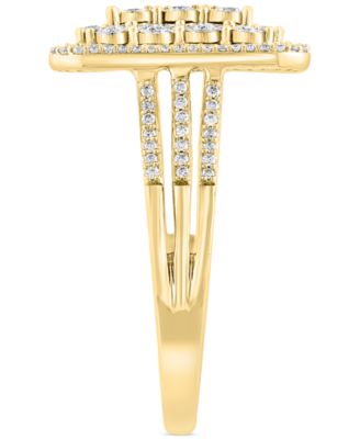 EFFY&reg; Diamond Rectangle Cluster Split Shank Ring (1/2 ct. t.w.) in 14k Gold