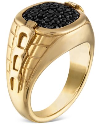 Men's Classic Black Diamond (1/2 ct. t.w.) Ring in 14k Gold-Plated Sterling Silver