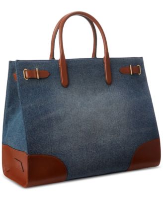 Devyn Denim with Leather Trim Large Tote Bag