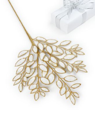 Holiday Lane - Shine Bright Gold Leaves Pick Ornament