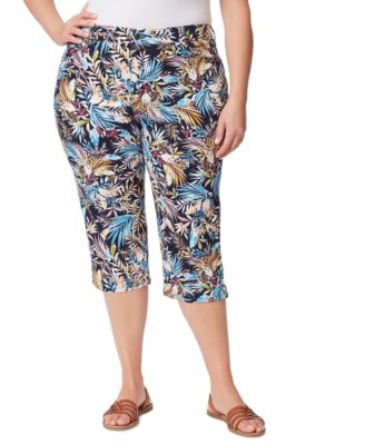 Gloria Vanderbilt - Plus Size Printed High Rise Capri Pants