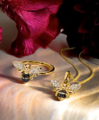 Nude Diamond (1/5 ct. t.w.) & Blackberry Diamond (1/10 ct. t.w.) Bee Ring in 14k Gold