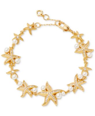 kate spade new york - Gold Stone Imitation Pearl & Crystal Starfish Link Bracelet