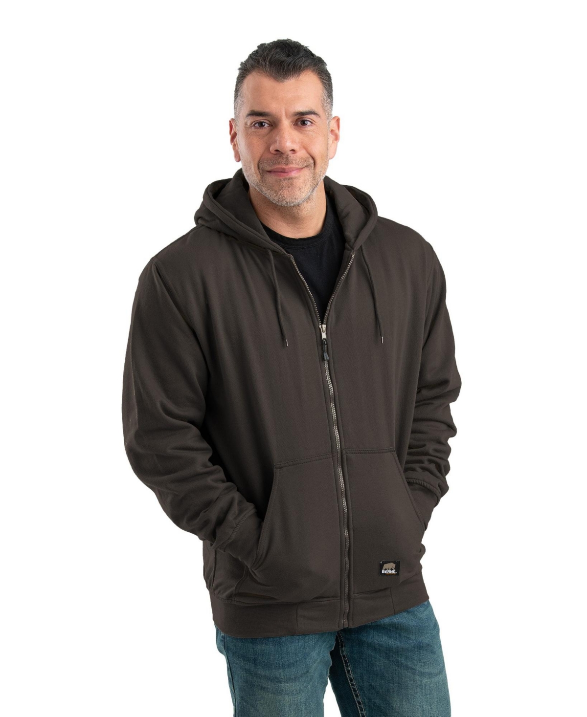 Men's Big & Tall Heritage Thermal-Lined Full-Zip Hooded Sweatshirt - Dark brown