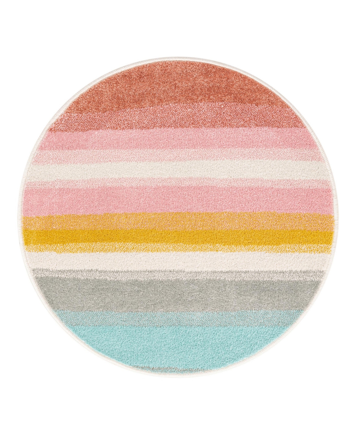 Bayshore Home Campy Kids Pastel Abstract Rainbow 3'3" X 3'3" Round Area Rug In Multi