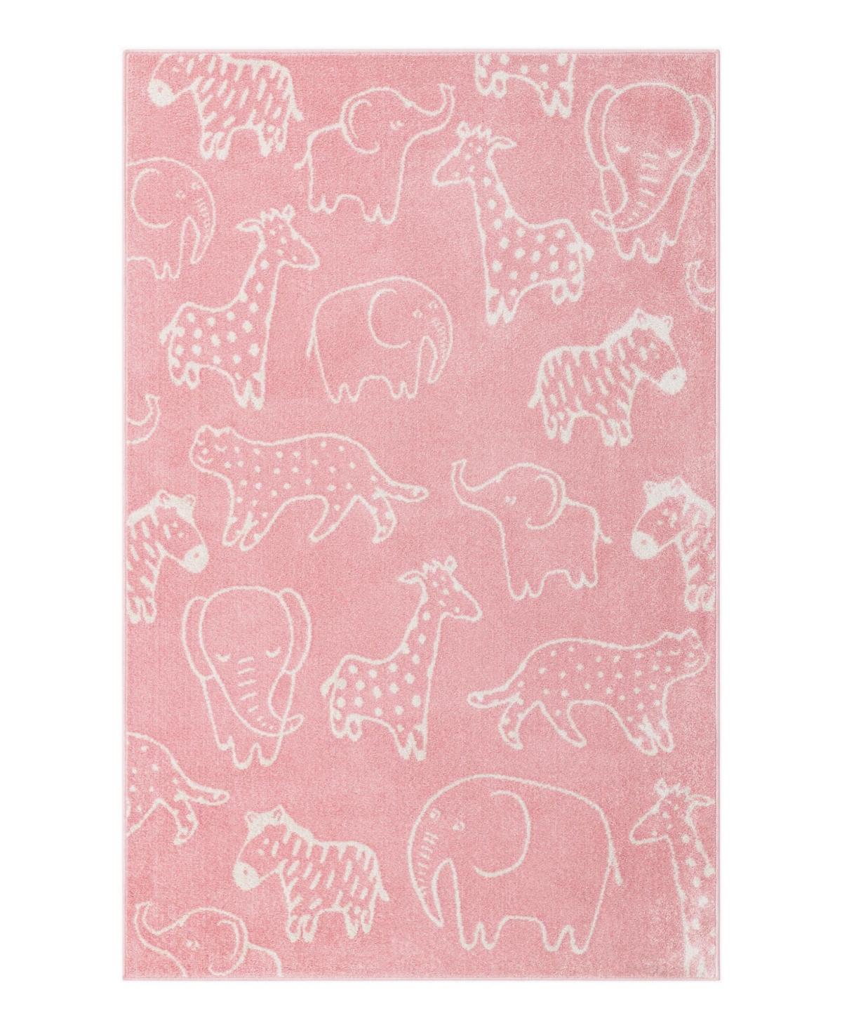 Bayshore Home Campy Kids Safari Animals 5'3" X 8' Area Rug In Pink