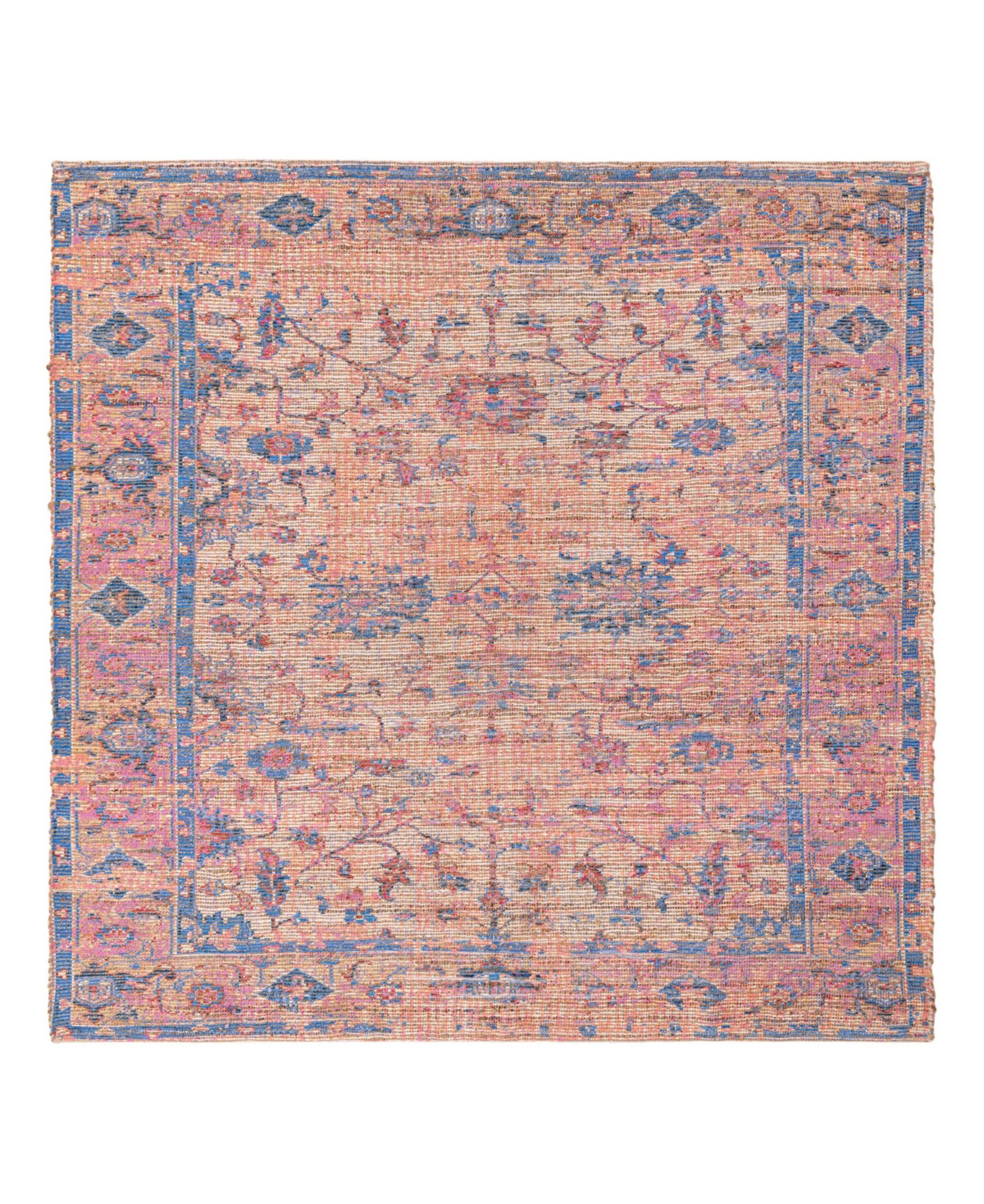 Bayshore Home Caterpillar Jute Ctj-07 7'10in x 7'10in Square Area Rug - Peach, Pink