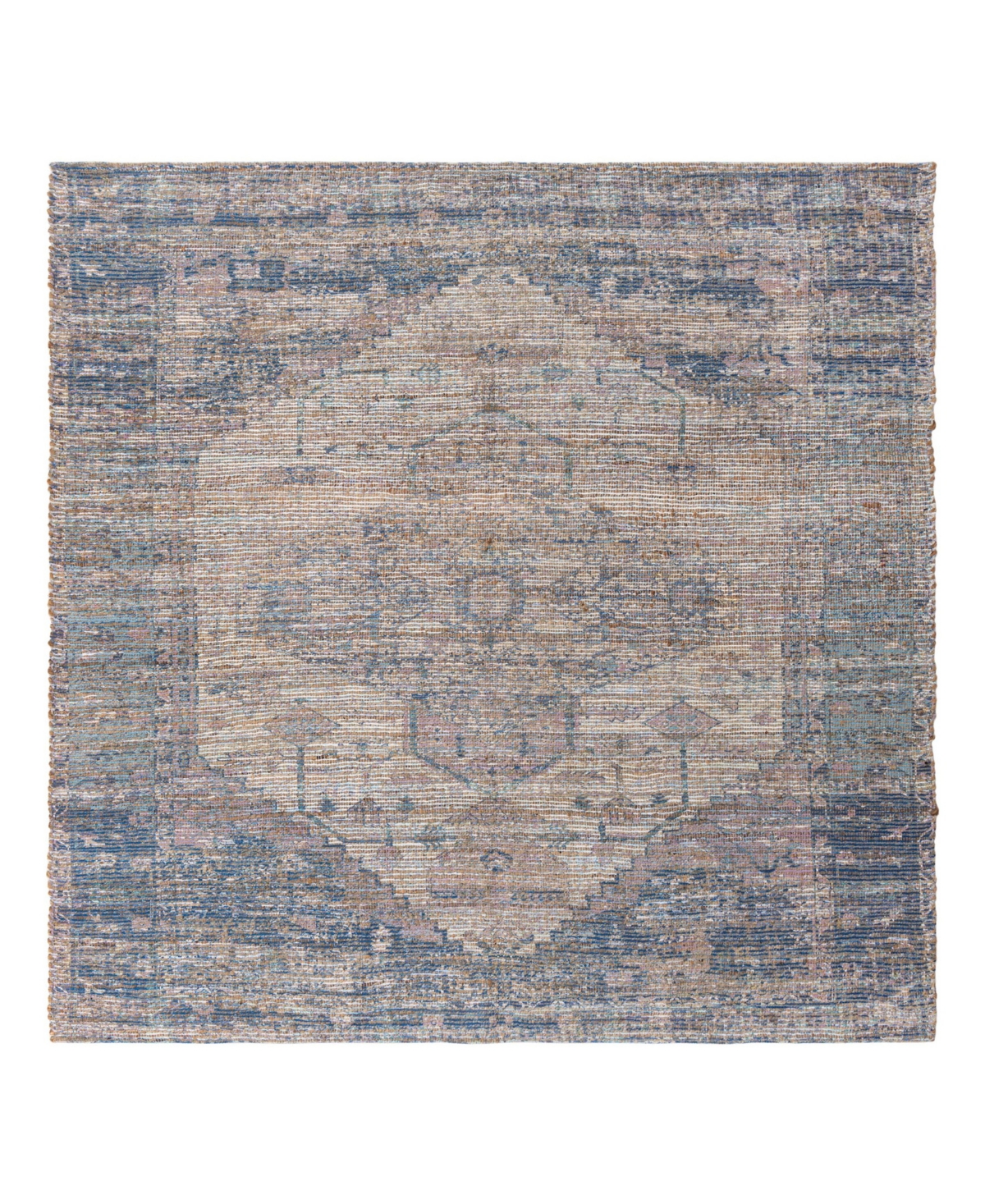 Bayshore Home Caterpillar Jute Ctj-18 7'10in x 7'10in Square Area Rug - Blue