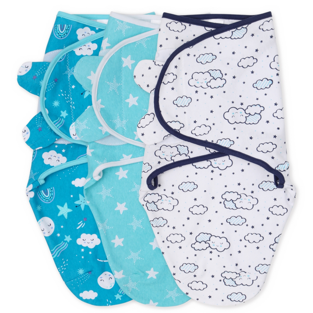 The Peanutshell Baby Girls Newborn Swaddles Girls, 3 Pack Set, Twinkle - Assorted Pre-pack